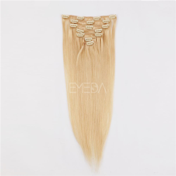 Clip in human hair extensions indian remy wj070